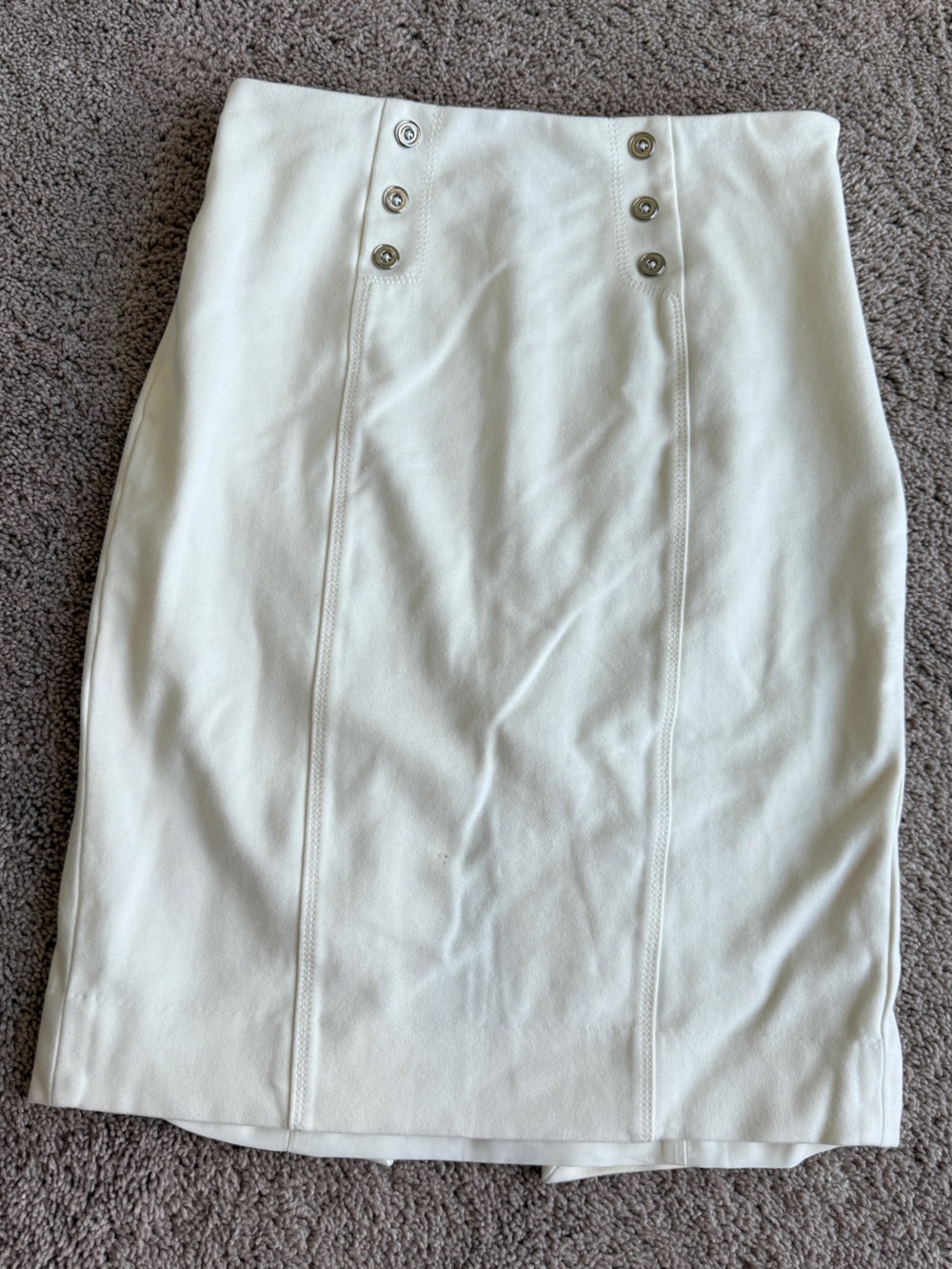 White House Black Market Off-White Button-Front Pencil Skirt